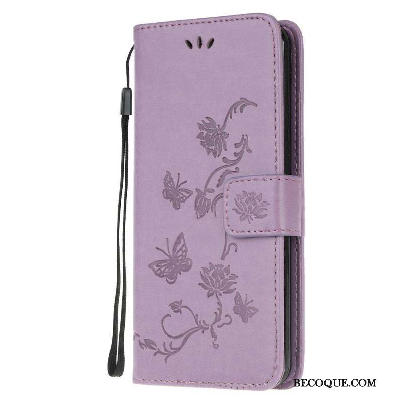 Housse Samsung Galaxy M32 Fleurs à Lanière