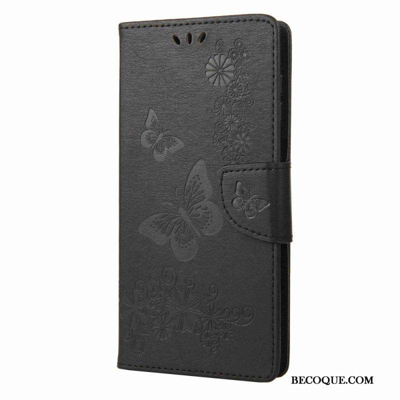 Housse Samsung Galaxy M53 5G Design Papillons à Lanière