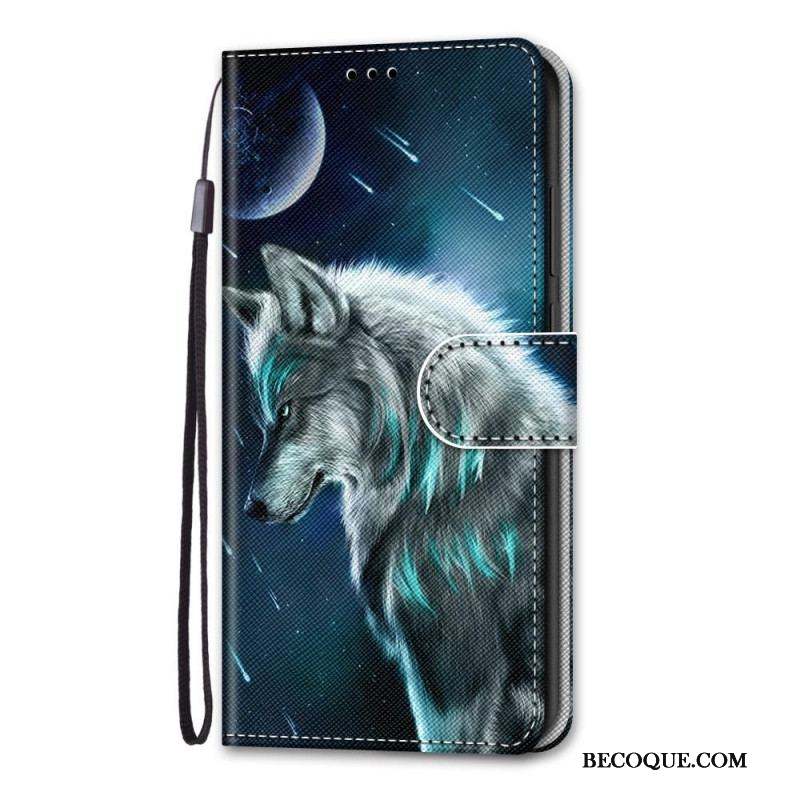 Housse Samsung Galaxy M53 5G Loup à Lanière