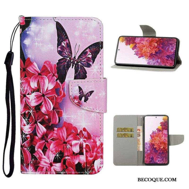 Housse Samsung Galaxy S20 FE Papillons et Lanière