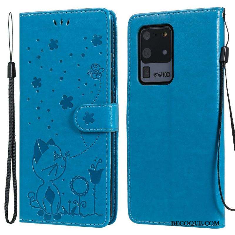 Housse Samsung Galaxy S20 Ultra Chat et Abeille à Lanière