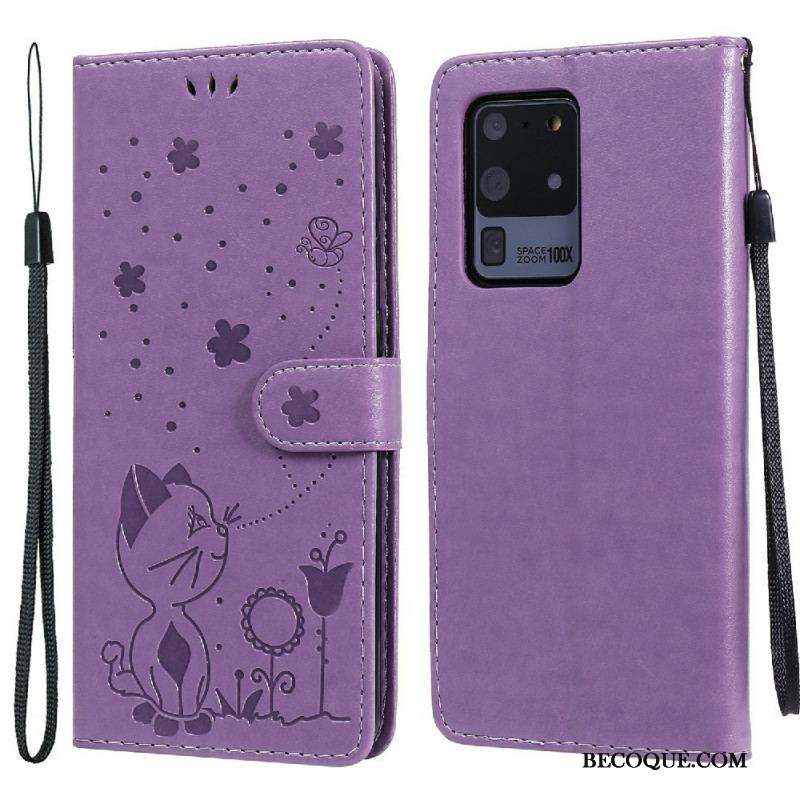 Housse Samsung Galaxy S20 Ultra Chat et Abeille à Lanière