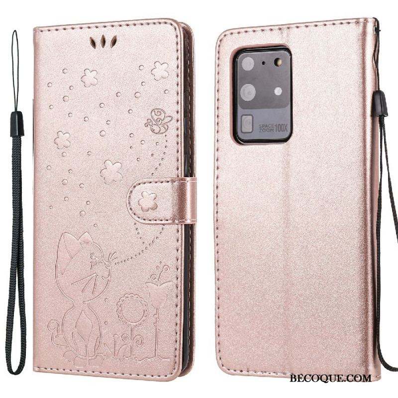 Housse Samsung Galaxy S20 Ultra Chat et Abeille à Lanière