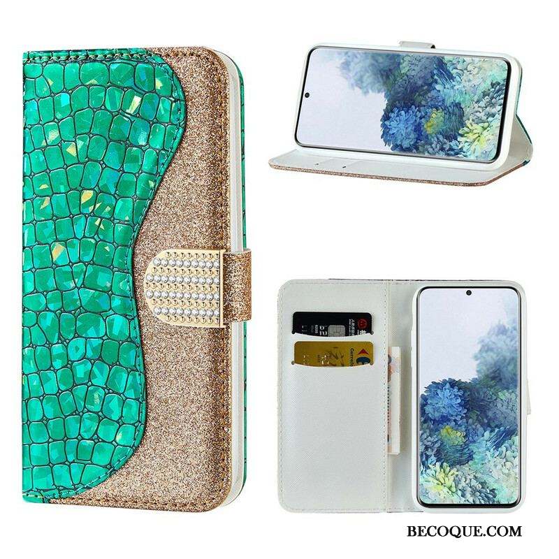 Housse Samsung Galaxy S21 5G Croco Diamants