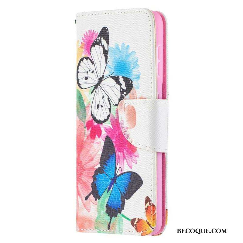 Housse Samsung Galaxy S21 5G Papillons et Fleurs Peints