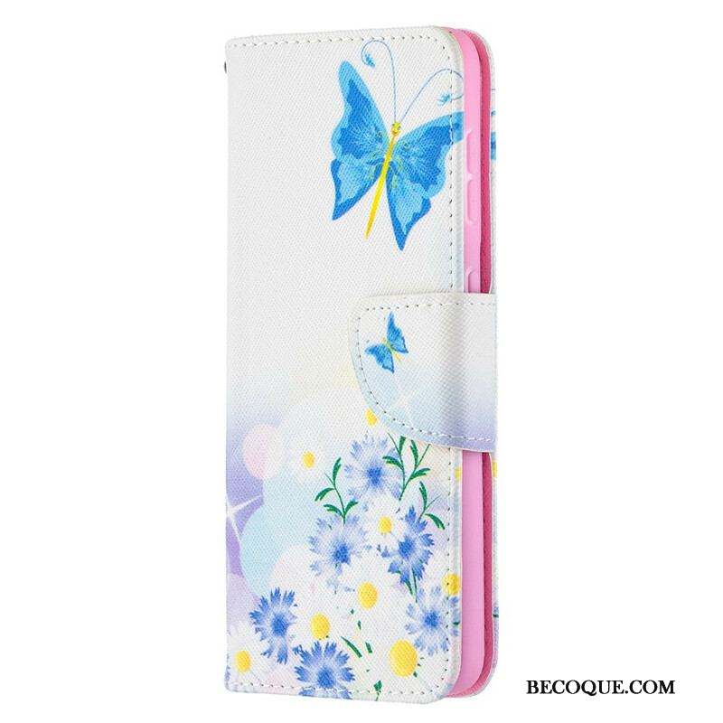 Housse Samsung Galaxy S21 5G Papillons et Fleurs Peints