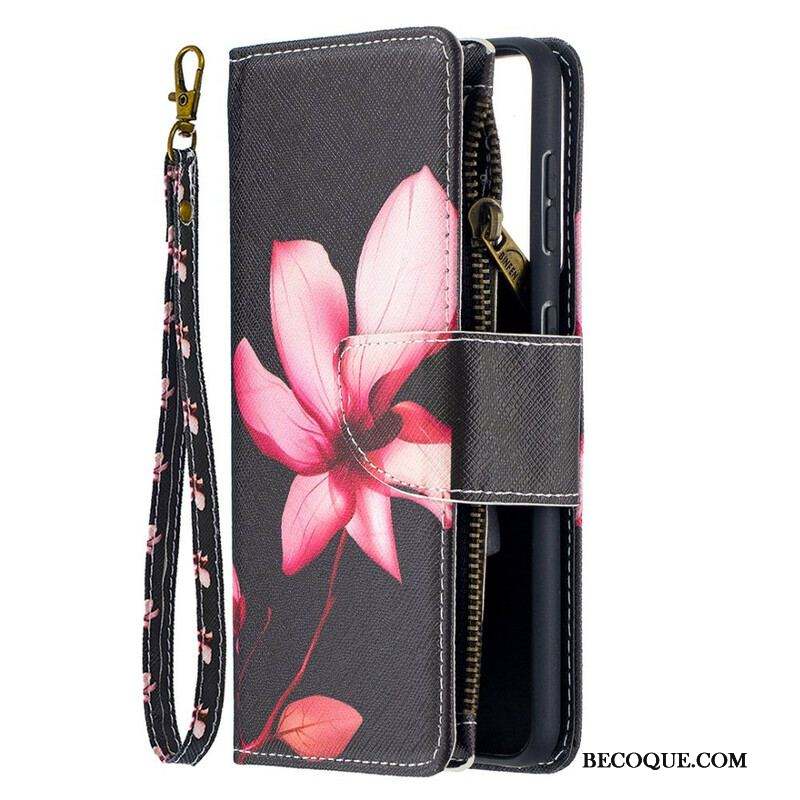 Housse Samsung Galaxy S21 5G Poche Zippée Fleur