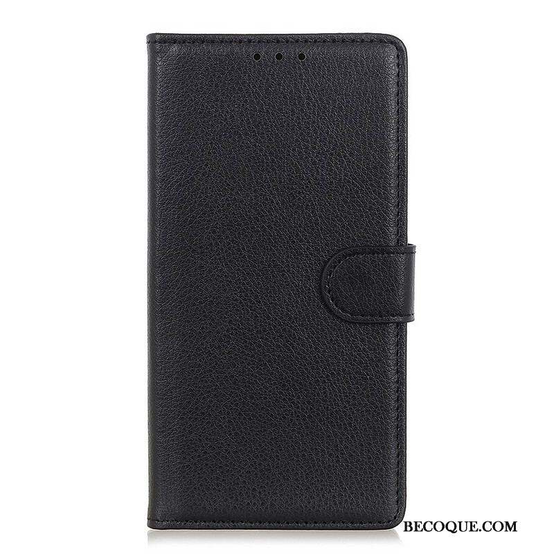 Housse Samsung Galaxy S21 5G Simili Cuir Litchi Traditionnel