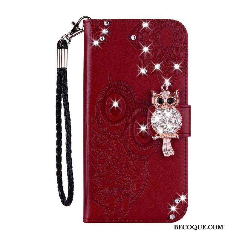 Housse Samsung Galaxy S21 FE Hibou Mandala et Breloque