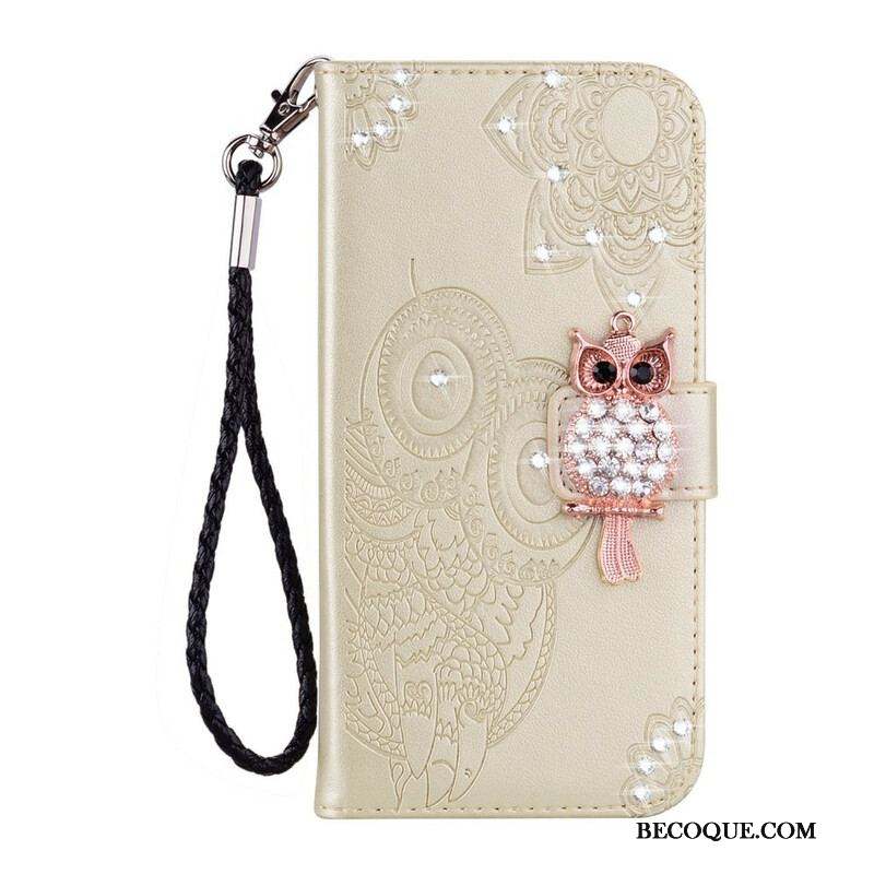 Housse Samsung Galaxy S21 FE Hibou Mandala et Breloque