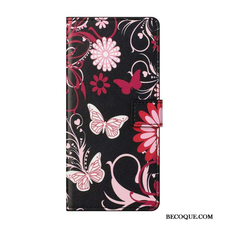 Housse Samsung Galaxy S21 FE Papillons et Fleurs