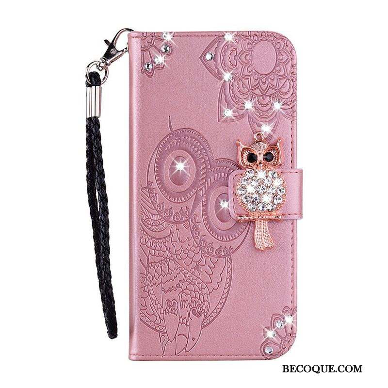 Housse Samsung Galaxy S21 Plus 5G Hibou Mandala et Breloque