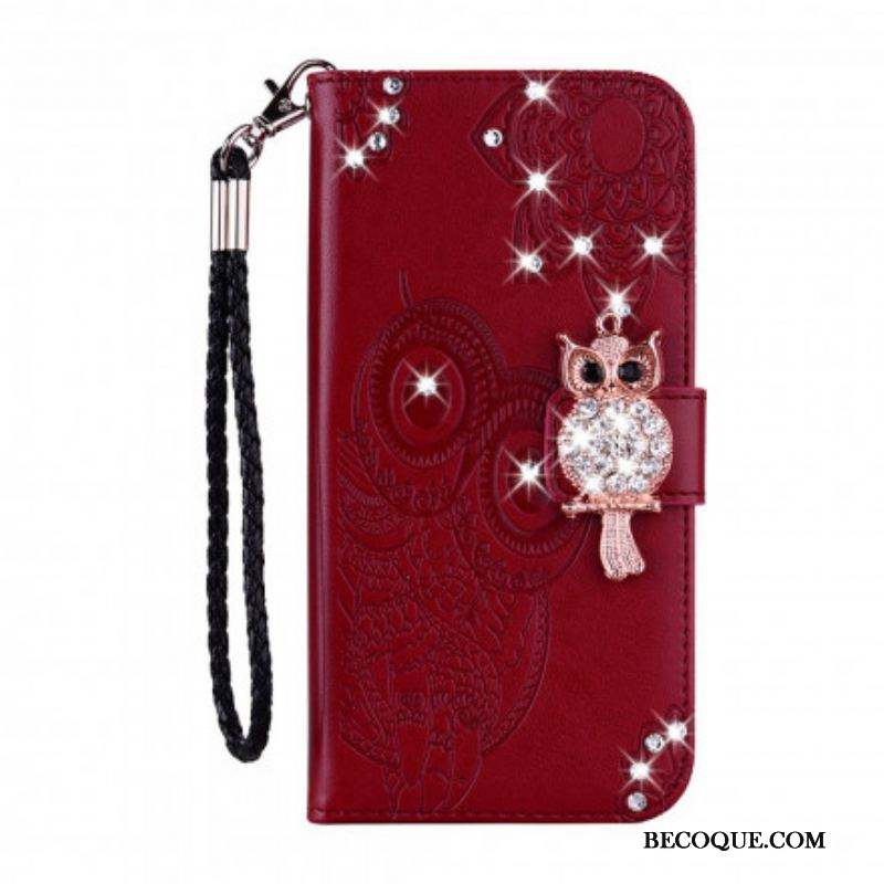 Housse Samsung Galaxy S21 Ultra 5G Hibou Mandala et Breloque