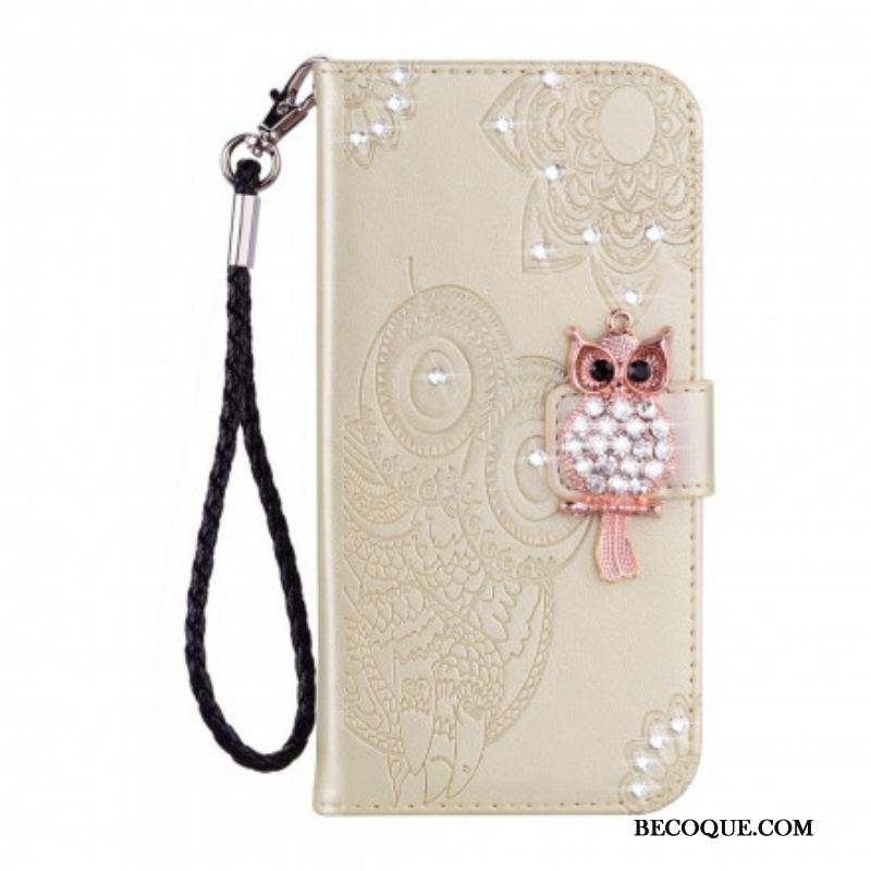 Housse Samsung Galaxy S21 Ultra 5G Hibou Mandala et Breloque