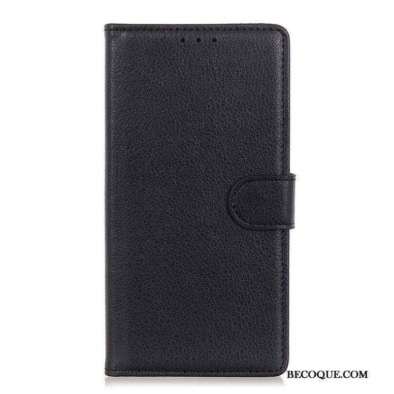 Housse Samsung Galaxy S22 5G Cuir Litchi Traditionnel