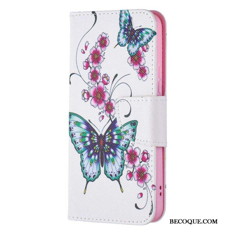 Housse Samsung Galaxy S22 5G Papillons Rois