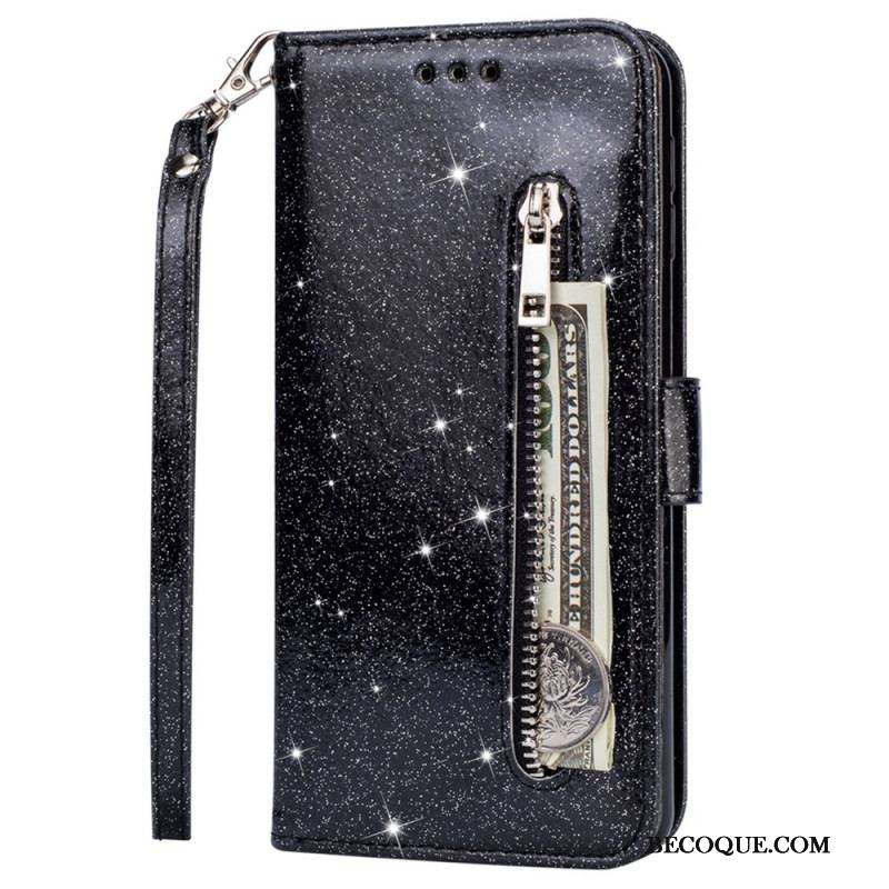 Housse Samsung Galaxy S22 5G Porte-Monnaie Paillettes