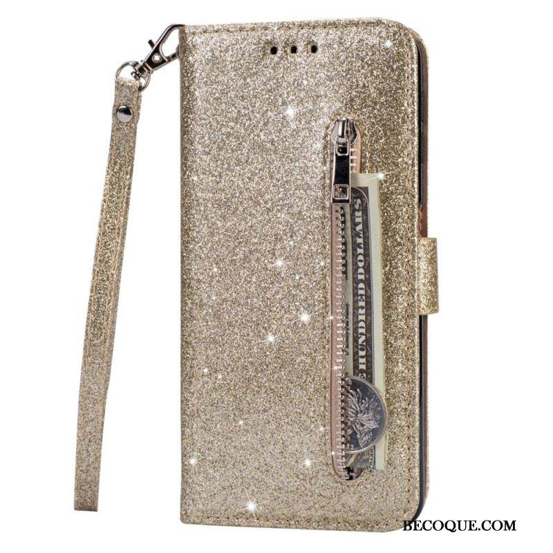 Housse Samsung Galaxy S22 5G Porte-Monnaie Paillettes