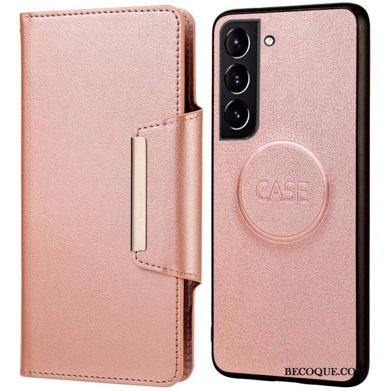 Housse Samsung Galaxy S22 Plus 5G Coque Détachable Fermoir Argenté