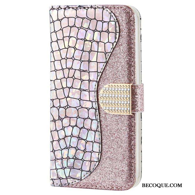 Housse Samsung Galaxy S22 Plus 5G Croco Diamants