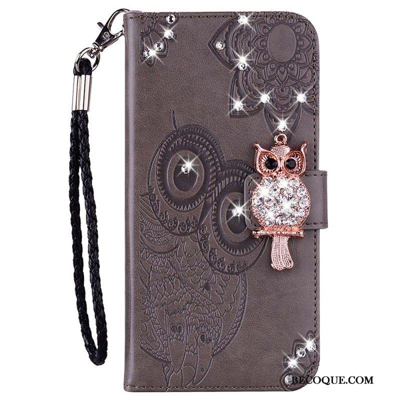 Housse Samsung Galaxy S23 5G Hibou Mandala et Breloque