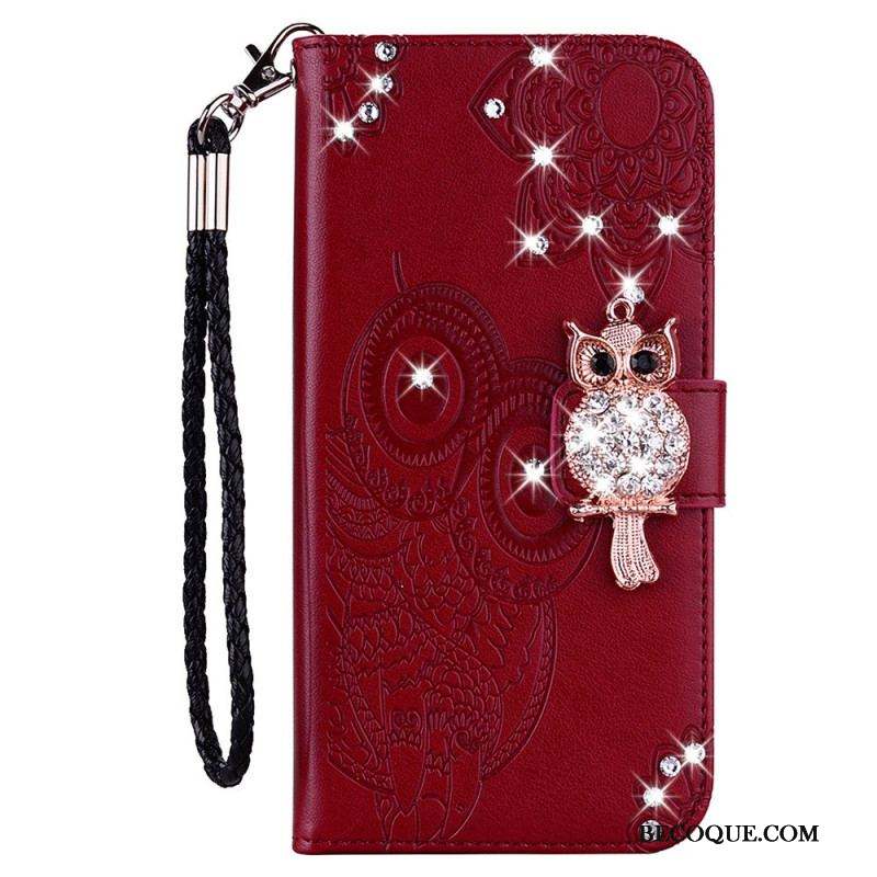 Housse Samsung Galaxy S23 5G Hibou Mandala et Breloque