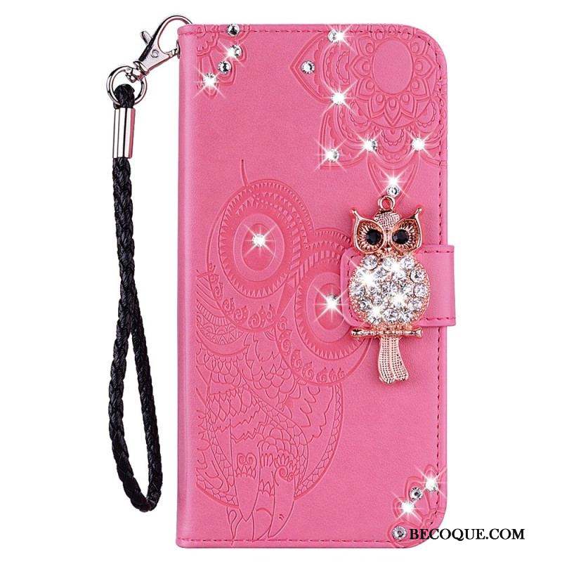 Housse Samsung Galaxy S23 5G Hibou Mandala et Breloque