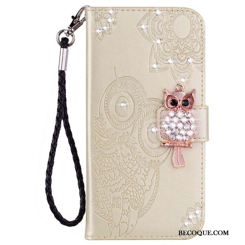 Housse Samsung Galaxy S23 5G Hibou Mandala et Breloque