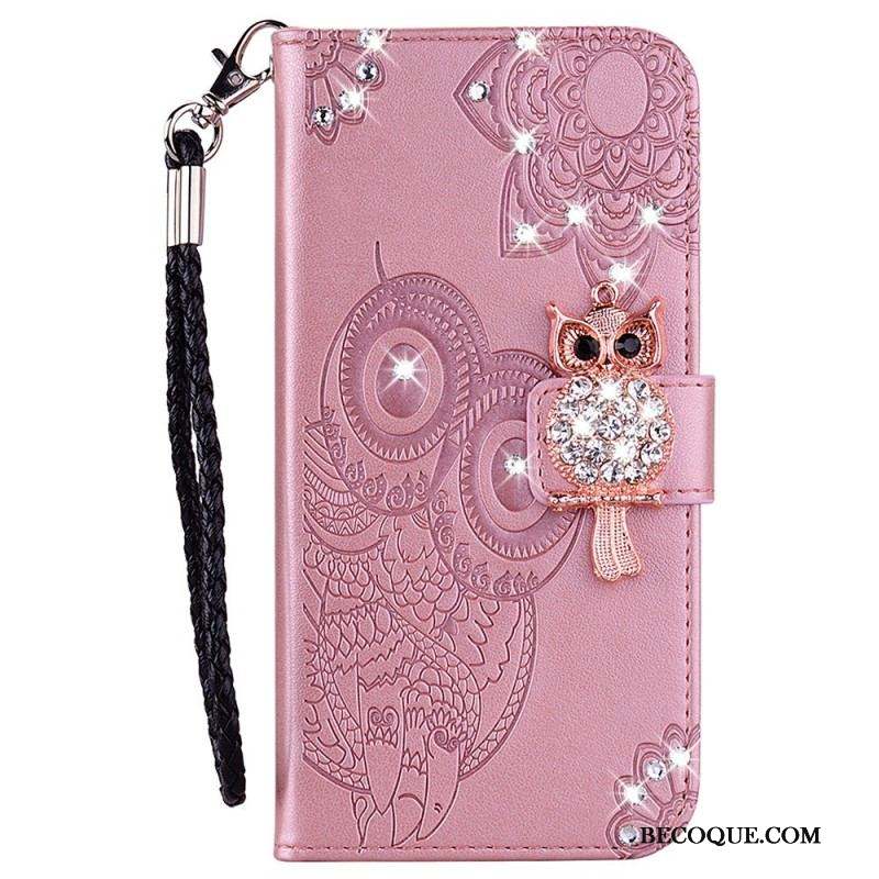 Housse Samsung Galaxy S23 5G Hibou Mandala et Breloque