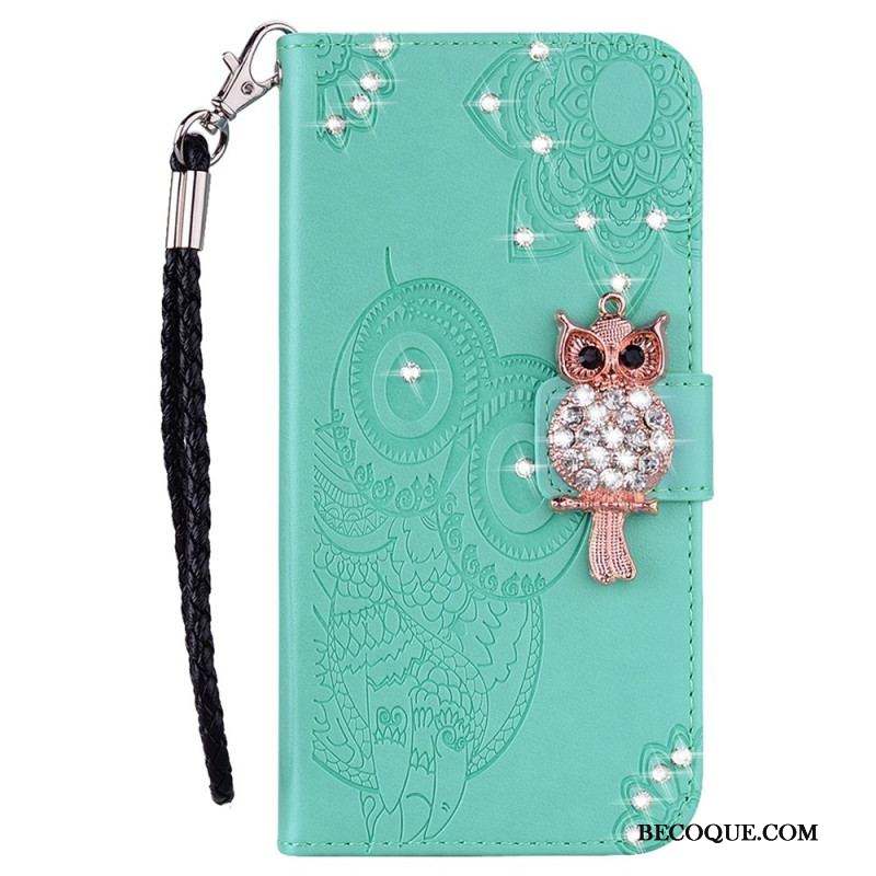 Housse Samsung Galaxy S23 5G Hibou Mandala et Breloque