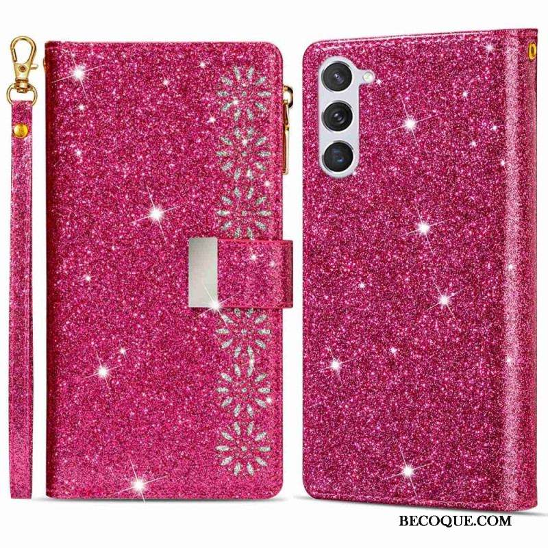 Housse Samsung Galaxy S23 5G Paillettes Portefeuille