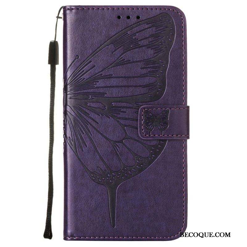 Housse Samsung Galaxy S23 5G Papillon Design avec Lanière