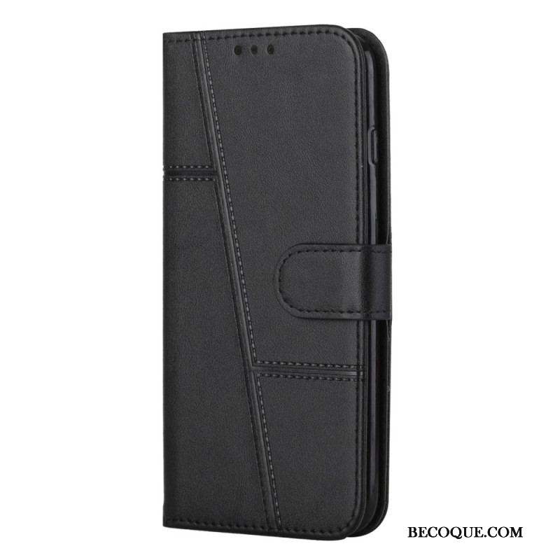 Housse Samsung Galaxy S23 5G Style Cuir Géométrique à Lanière