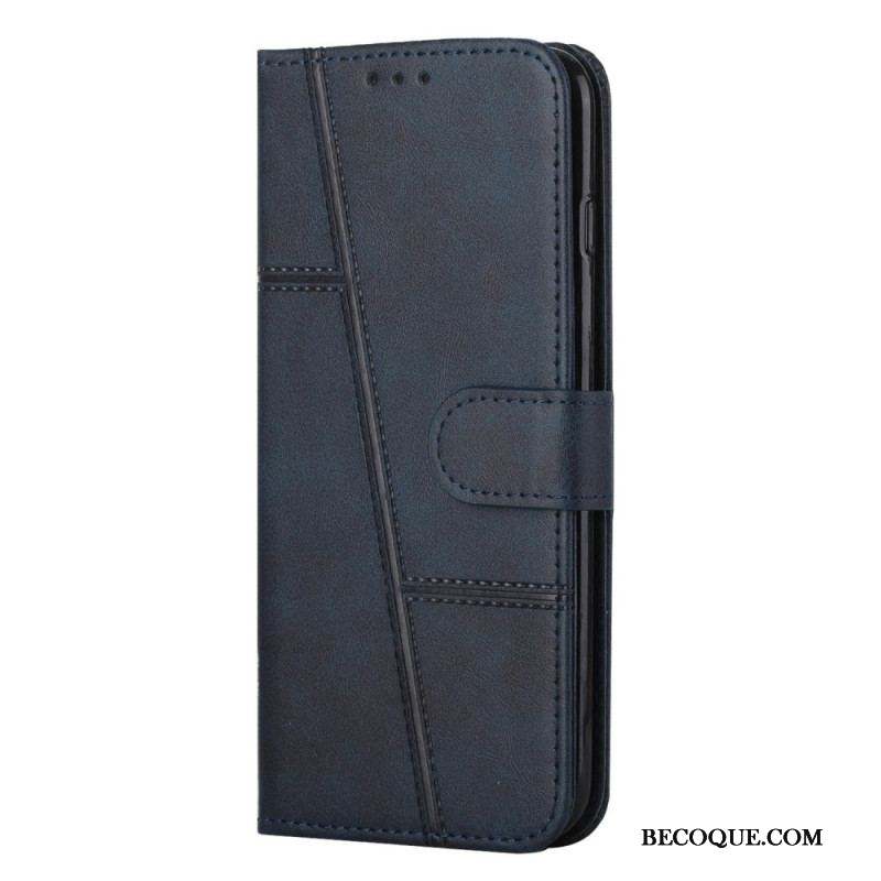 Housse Samsung Galaxy S23 5G Style Cuir Géométrique à Lanière