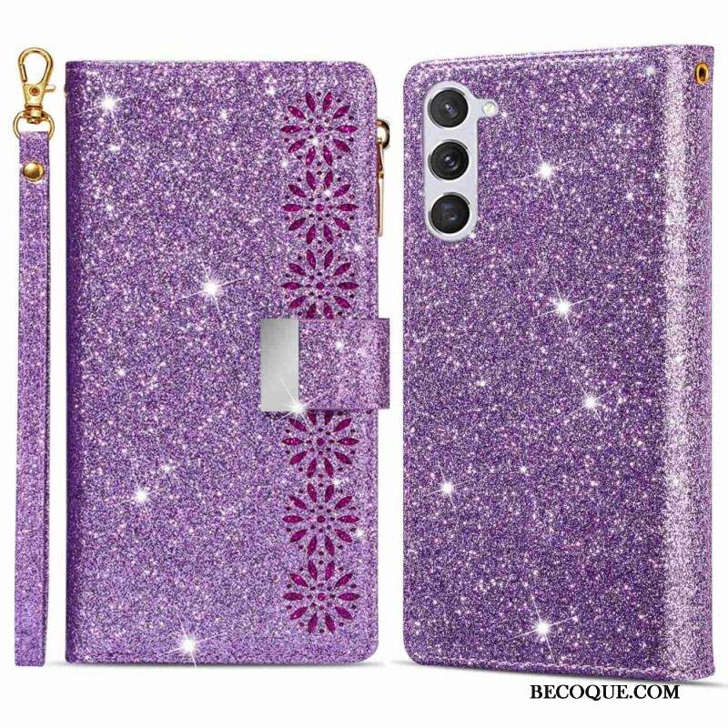 Housse Samsung Galaxy S23 Plus 5G Paillettes Portefeuille