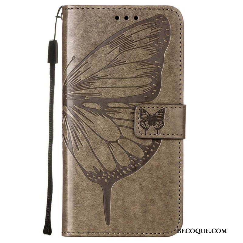 Housse Samsung Galaxy S23 Plus 5G Papillon Baroque à Lanière