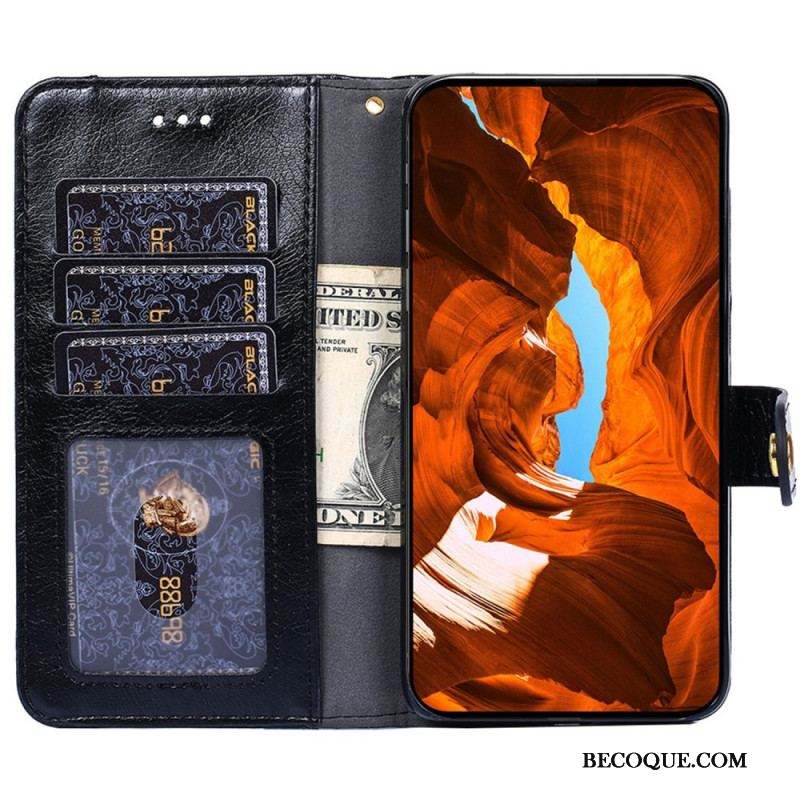 Housse Samsung Galaxy S23 Plus 5G Porte-Monnaie Frontal et Lanière