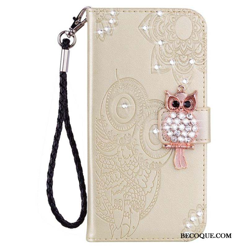 Housse Samsung Galaxy S23 Ultra 5G Hibou Mandala et Breloque