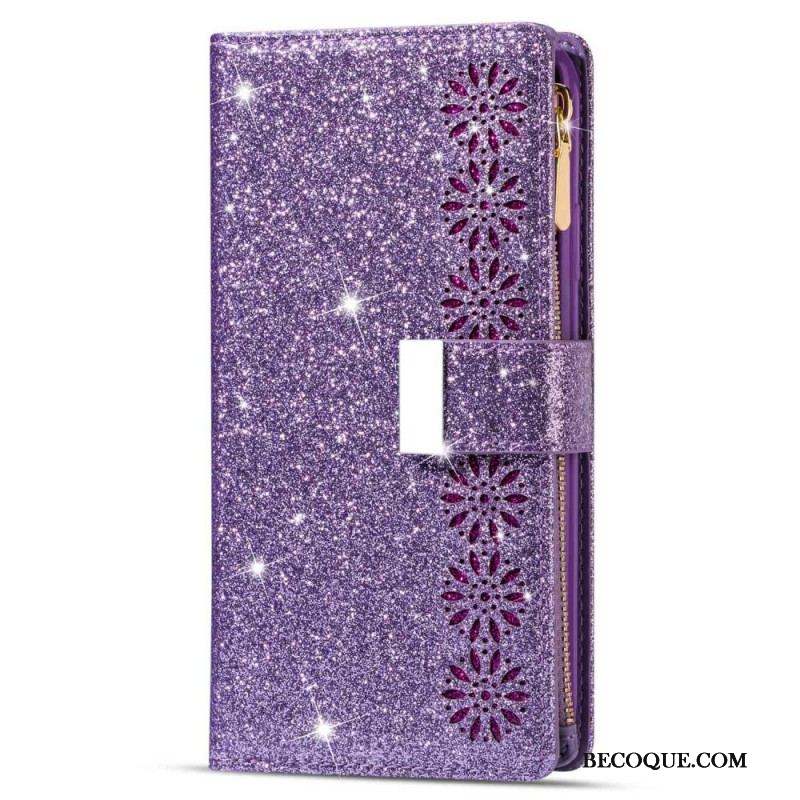 Housse Samsung Galaxy S23 Ultra 5G Paillettes Portefeuille