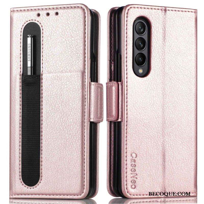 Housse Samsung Galaxy Z Fold 4 CASENEO Simili Cuir Litchi Fente à Stylet