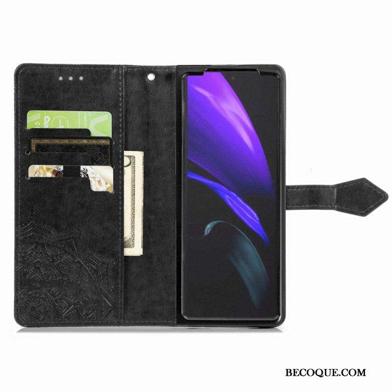 Housse Samsung Galaxy Z Fold 4 Mandala Moyen Âge à Lanière