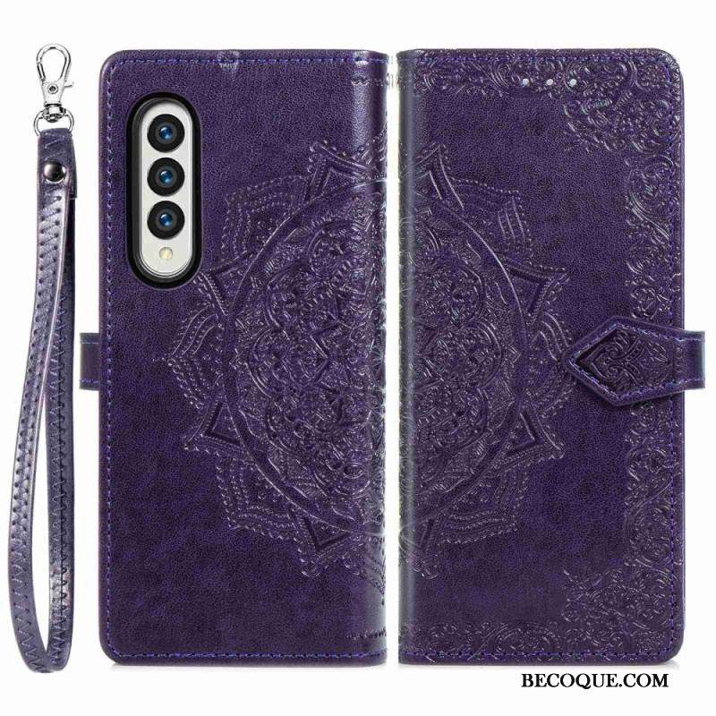 Housse Samsung Galaxy Z Fold 4 Mandala Moyen Âge à Lanière