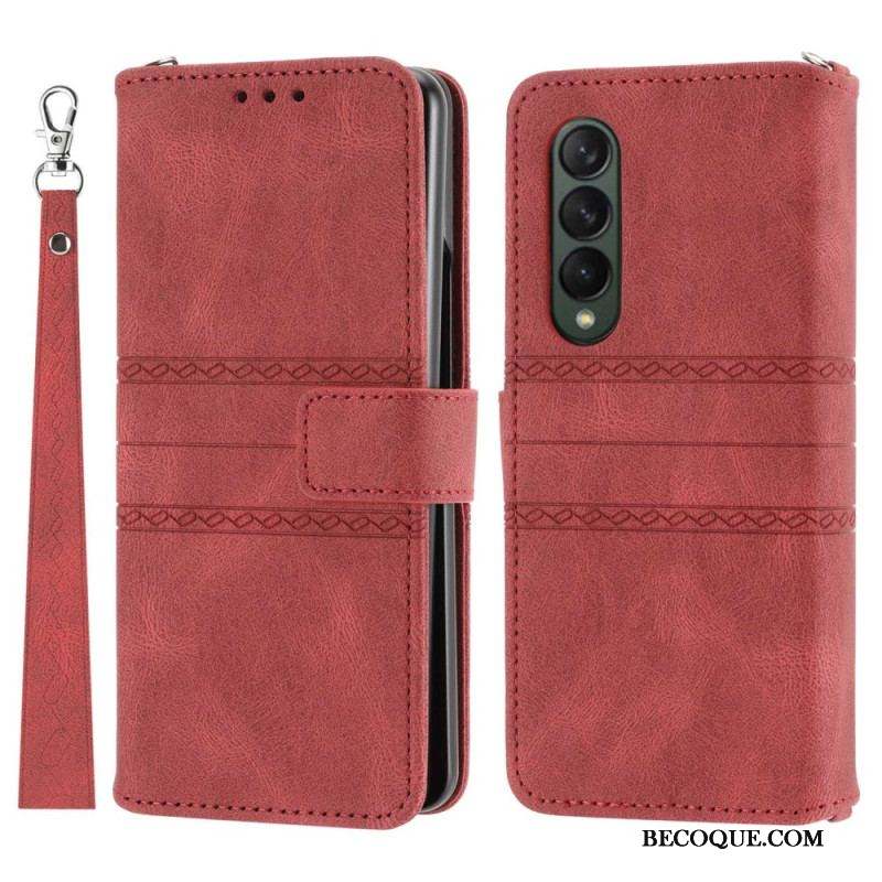 Housse Samsung Galaxy Z Fold 4 Simili Cuir Belt Motif