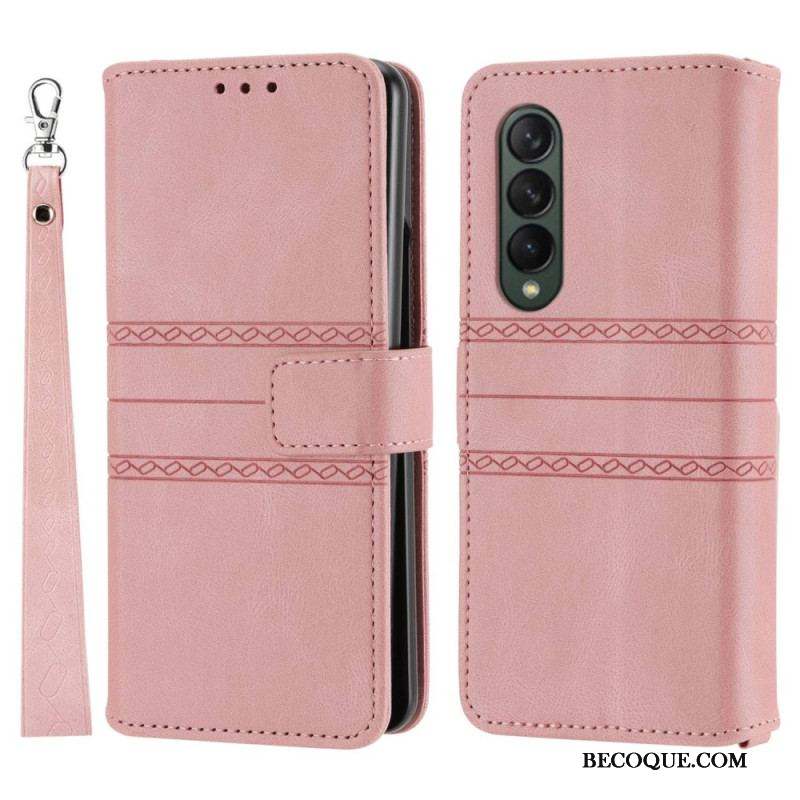 Housse Samsung Galaxy Z Fold 4 Simili Cuir Belt Motif