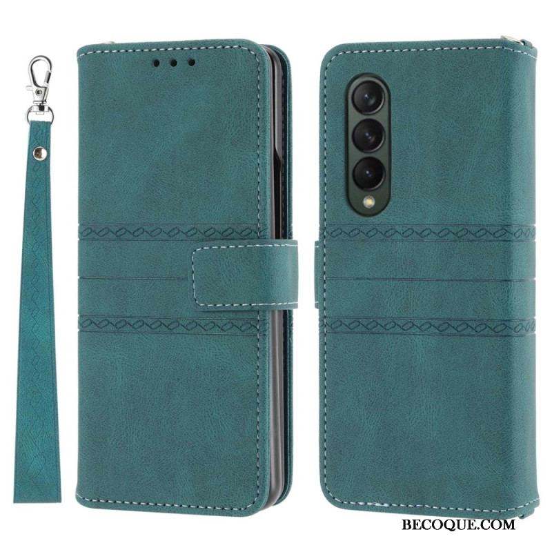 Housse Samsung Galaxy Z Fold 4 Simili Cuir Belt Motif