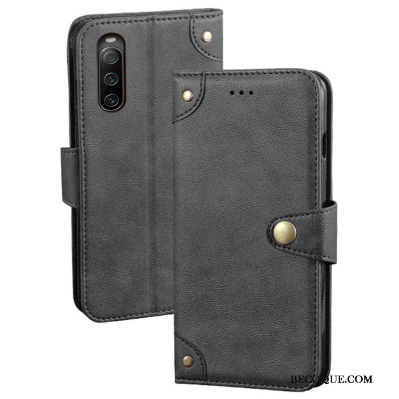 Housse Sony Xperia 10 IV Style Cuir avec Rivets IDEWEI