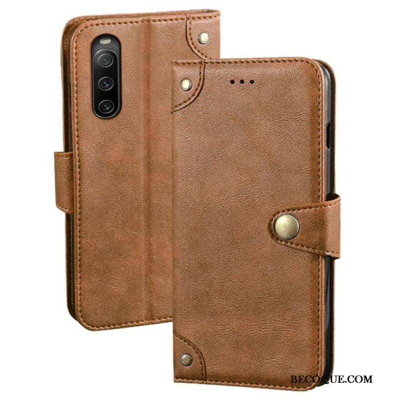 Housse Sony Xperia 10 IV Style Cuir avec Rivets IDEWEI