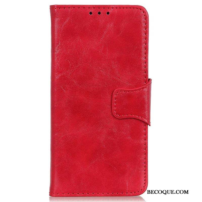 Housse Sony Xperia 5 IV Cuir Fendu Fermoir Vintage