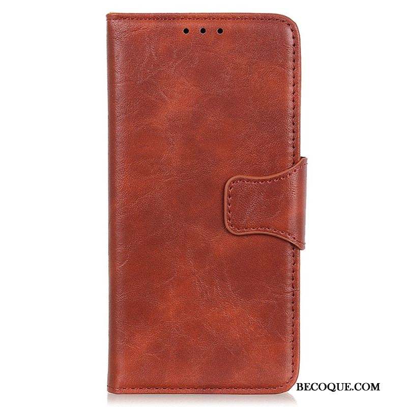 Housse Sony Xperia 5 IV Cuir Fendu Fermoir Vintage