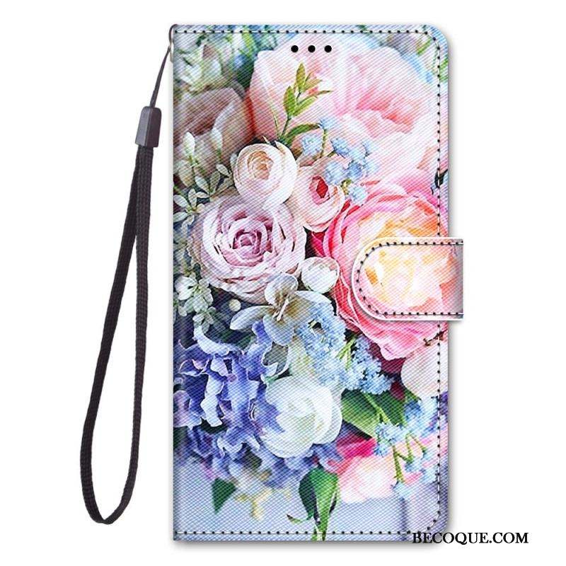 Housse Xiaomi 13 Florale avec Lanière